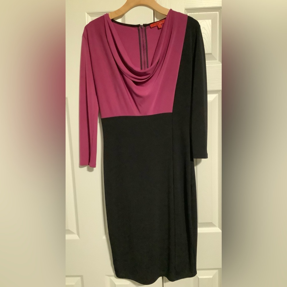 Narciso Rodriguez Fuchsia and Black Long Sleeve Dress